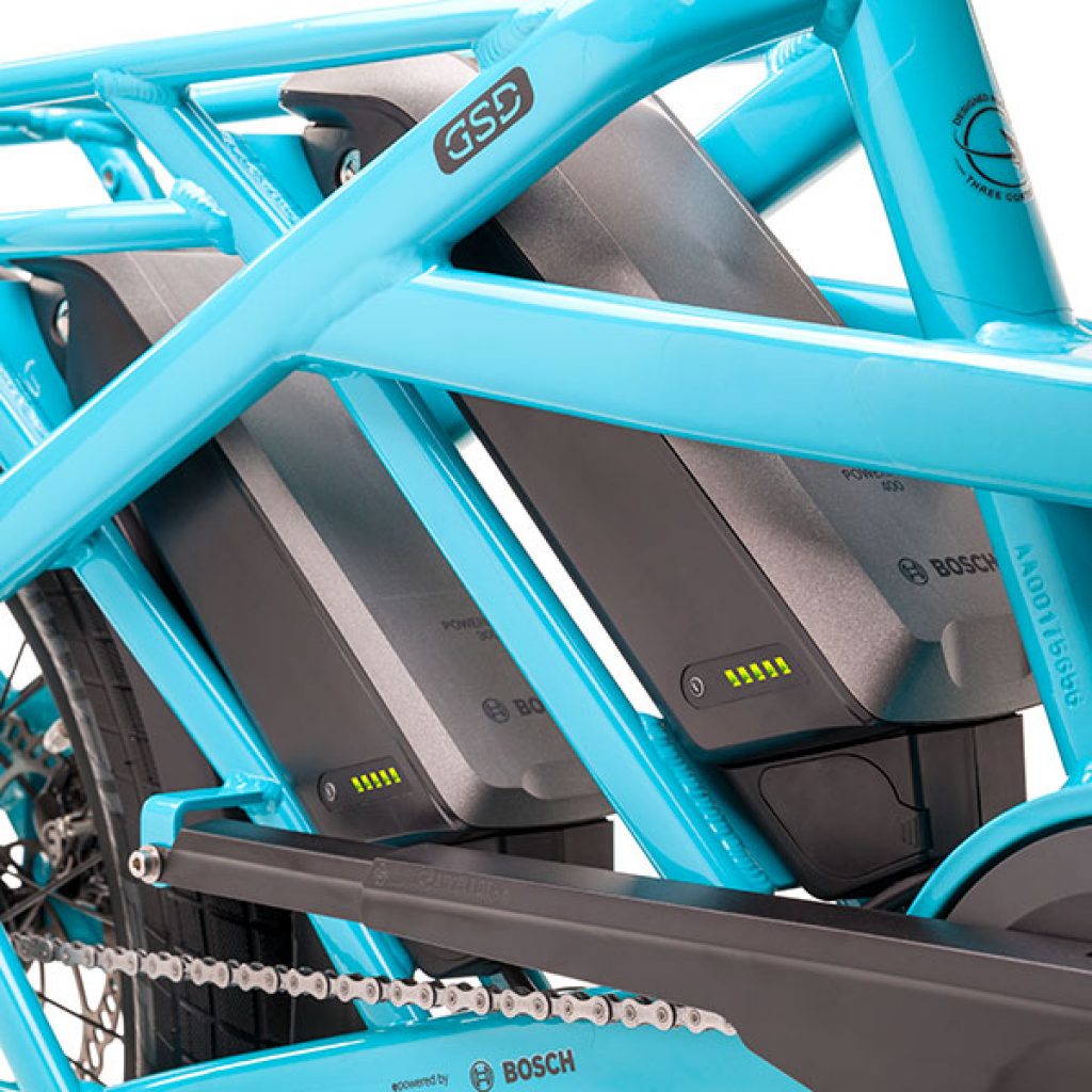 Blaues Tern Lastenrad von Bike Online mit DualBattery-Technik von Bosch